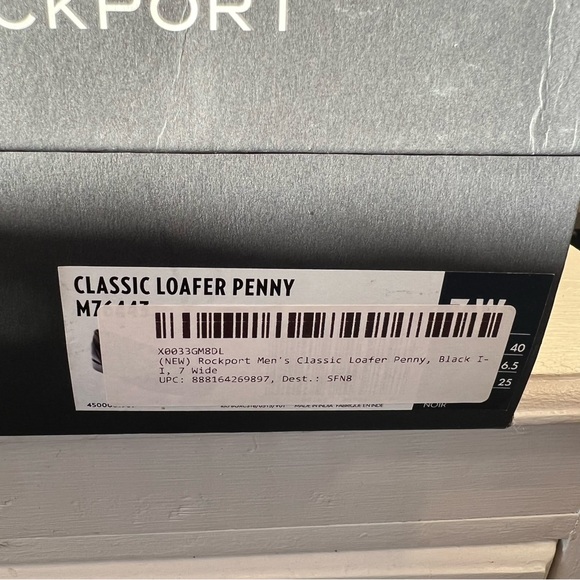Rockport Classic black leather penny loafer New in Box 7W WIDE - Picture 7 of 7